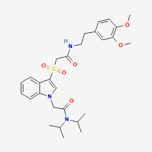 molecular formula C28H37N3O6S B3303563 2-(3-((2-((3,4-dimethoxyphenethyl)amino)-2-oxoethyl)sulfonyl)-1H-indol-1-yl)-N,N-diisopropylacetamide CAS No. 921064-25-7