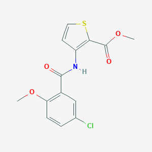 molecular formula C14H12ClNO4S B330362 Methyl 3-[(5-chloro-2-methoxybenzoyl)amino]-2-thiophenecarboxylate 