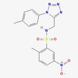 2-methyl-5-nitro-N-((1-(p-tolyl)-1H-tetrazol-5-yl)methyl)benzenesulfonamide
