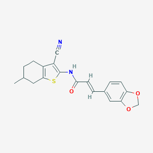 3-(1,3-benzodioxol-5-yl)-N-(3-cyano-6-methyl-4,5,6,7-tetrahydro-1-benzothien-2-yl)acrylamide