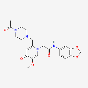 molecular formula C22H26N4O6 B3303680 2-(2-((4-acetylpiperazin-1-yl)methyl)-5-methoxy-4-oxopyridin-1(4H)-yl)-N-(benzo[d][1,3]dioxol-5-yl)acetamide CAS No. 921461-98-5