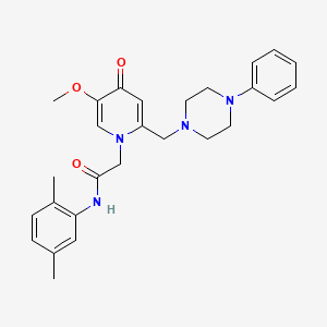 molecular formula C27H32N4O3 B3303695 N-(2,5-dimethylphenyl)-2-(5-methoxy-4-oxo-2-((4-phenylpiperazin-1-yl)methyl)pyridin-1(4H)-yl)acetamide CAS No. 921462-91-1