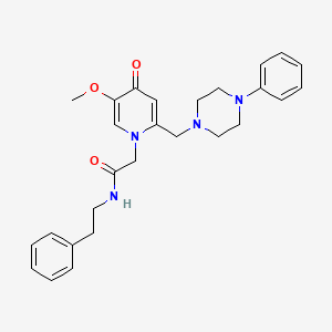 molecular formula C27H32N4O3 B3303708 2-(5-methoxy-4-oxo-2-((4-phenylpiperazin-1-yl)methyl)pyridin-1(4H)-yl)-N-phenethylacetamide CAS No. 921463-18-5