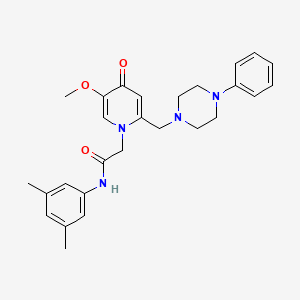 molecular formula C27H32N4O3 B3303774 N-(3,5-dimethylphenyl)-2-(5-methoxy-4-oxo-2-((4-phenylpiperazin-1-yl)methyl)pyridin-1(4H)-yl)acetamide CAS No. 921481-22-3