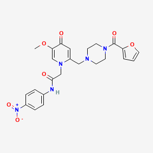 molecular formula C24H25N5O7 B3303792 2-(2-((4-(furan-2-carbonyl)piperazin-1-yl)methyl)-5-methoxy-4-oxopyridin-1(4H)-yl)-N-(4-nitrophenyl)acetamide CAS No. 921495-80-9