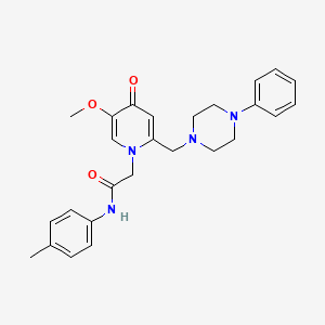 molecular formula C26H30N4O3 B3303810 2-(5-methoxy-4-oxo-2-((4-phenylpiperazin-1-yl)methyl)pyridin-1(4H)-yl)-N-(p-tolyl)acetamide CAS No. 921496-10-8