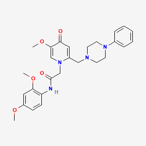 molecular formula C27H32N4O5 B3303820 N-(2,4-dimethoxyphenyl)-2-(5-methoxy-4-oxo-2-((4-phenylpiperazin-1-yl)methyl)pyridin-1(4H)-yl)acetamide CAS No. 921496-22-2