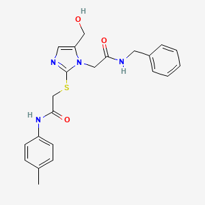 molecular formula C22H24N4O3S B3303830 N-benzyl-2-(5-(hydroxymethyl)-2-((2-oxo-2-(p-tolylamino)ethyl)thio)-1H-imidazol-1-yl)acetamide CAS No. 921503-56-2