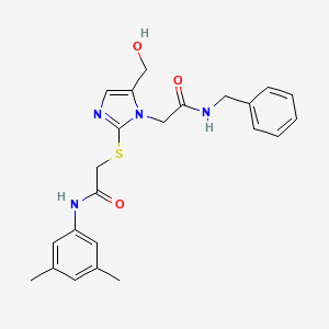 2-{[1-[2-(benzylamino)-2-oxoethyl]-5-(hydroxymethyl)-1H-imidazol-2-yl]thio}-N-(3,5-dimethylphenyl)acetamide