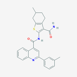 molecular formula C27H25N3O2S B330384 N-(3-carbamoyl-6-methyl-4,5,6,7-tetrahydro-1-benzothiophen-2-yl)-2-(3-methylphenyl)quinoline-4-carboxamide 