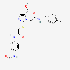 molecular formula C24H27N5O4S B3303878 2-[2-[(2-{[4-(acetylamino)phenyl]amino}-2-oxoethyl)thio]-5-(hydroxymethyl)-1H-imidazol-1-yl]-N-(4-methylbenzyl)acetamide CAS No. 921504-38-3