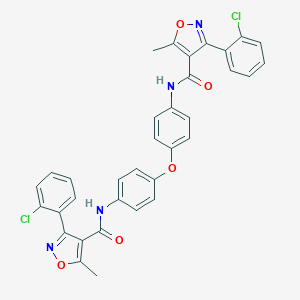 molecular formula C34H24Cl2N4O5 B330389 3-(2-chlorophenyl)-N-{4-[4-({[3-(2-chlorophenyl)-5-methyl-4-isoxazolyl]carbonyl}amino)phenoxy]phenyl}-5-methyl-4-isoxazolecarboxamide 