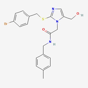 molecular formula C21H22BrN3O2S B3303894 2-(2-((4-bromobenzyl)thio)-5-(hydroxymethyl)-1H-imidazol-1-yl)-N-(4-methylbenzyl)acetamide CAS No. 921504-70-3