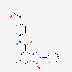 molecular formula C22H19N5O3 B3303907 N-(4-acetamidophenyl)-5-methyl-3-oxo-2-phenyl-2H,3H,5H-pyrazolo[4,3-c]pyridine-7-carboxamide CAS No. 921513-58-8
