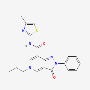 molecular formula C20H19N5O2S B3303910 N-(4-methylthiazol-2-yl)-3-oxo-2-phenyl-5-propyl-3,5-dihydro-2H-pyrazolo[4,3-c]pyridine-7-carboxamide CAS No. 921514-71-8