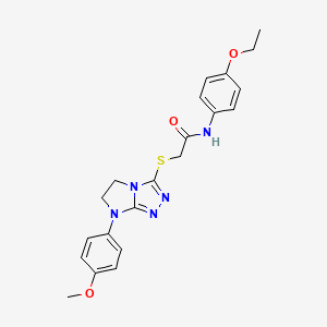 molecular formula C21H23N5O3S B3303927 N-(4-ethoxyphenyl)-2-((7-(4-methoxyphenyl)-6,7-dihydro-5H-imidazo[2,1-c][1,2,4]triazol-3-yl)thio)acetamide CAS No. 921515-43-7
