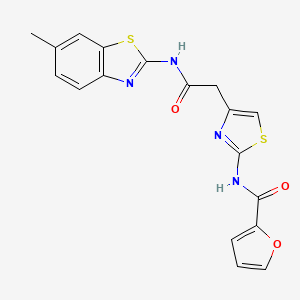 molecular formula C18H14N4O3S2 B3303940 N-(4-(2-((6-methylbenzo[d]thiazol-2-yl)amino)-2-oxoethyl)thiazol-2-yl)furan-2-carboxamide CAS No. 921521-29-1