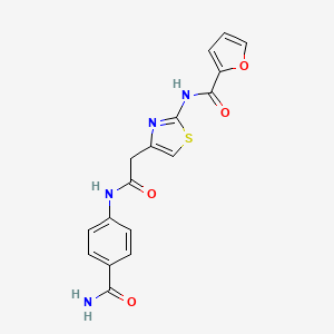 molecular formula C17H14N4O4S B3303950 N-(4-(2-((4-carbamoylphenyl)amino)-2-oxoethyl)thiazol-2-yl)furan-2-carboxamide CAS No. 921521-53-1