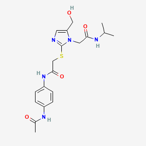 molecular formula C19H25N5O4S B3303973 2-[2-[(2-{[4-(acetylamino)phenyl]amino}-2-oxoethyl)thio]-5-(hydroxymethyl)-1H-imidazol-1-yl]-N-isopropylacetamide CAS No. 921523-97-9