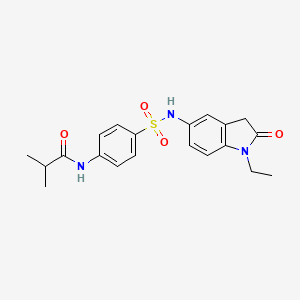 molecular formula C20H23N3O4S B3303981 N-(4-(N-(1-ethyl-2-oxoindolin-5-yl)sulfamoyl)phenyl)isobutyramide CAS No. 921536-32-5