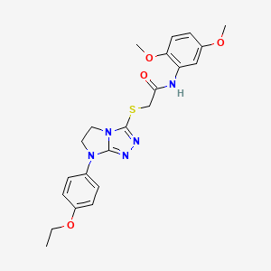 molecular formula C22H25N5O4S B3304000 N-(2,5-dimethoxyphenyl)-2-((7-(4-ethoxyphenyl)-6,7-dihydro-5H-imidazo[2,1-c][1,2,4]triazol-3-yl)thio)acetamide CAS No. 921538-31-0