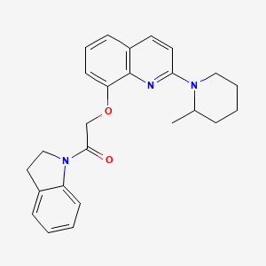 molecular formula C25H27N3O2 B3304006 1-(Indolin-1-yl)-2-((2-(2-methylpiperidin-1-yl)quinolin-8-yl)oxy)ethanone CAS No. 921539-13-1