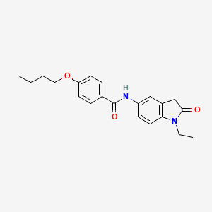 molecular formula C21H24N2O3 B3304015 4-butoxy-N-(1-ethyl-2-oxo-2,3-dihydro-1H-indol-5-yl)benzamide CAS No. 921540-30-9