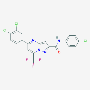 molecular formula C20H10Cl3F3N4O B330402 N-(4-chlorophenyl)-5-(3,4-dichlorophenyl)-7-(trifluoromethyl)pyrazolo[1,5-a]pyrimidine-2-carboxamide 