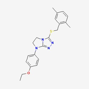 molecular formula C21H24N4OS B3304021 3-((2,5-dimethylbenzyl)thio)-7-(4-ethoxyphenyl)-6,7-dihydro-5H-imidazo[2,1-c][1,2,4]triazole CAS No. 921541-89-1