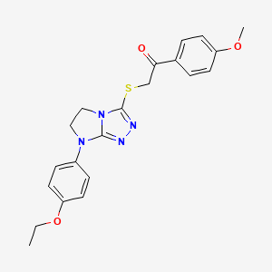 molecular formula C21H22N4O3S B3304022 2-((7-(4-ethoxyphenyl)-6,7-dihydro-5H-imidazo[2,1-c][1,2,4]triazol-3-yl)thio)-1-(4-methoxyphenyl)ethanone CAS No. 921542-43-0