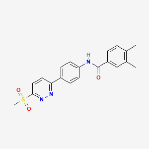 molecular formula C20H19N3O3S B3304032 3,4-dimethyl-N-(4-(6-(methylsulfonyl)pyridazin-3-yl)phenyl)benzamide CAS No. 921542-57-6