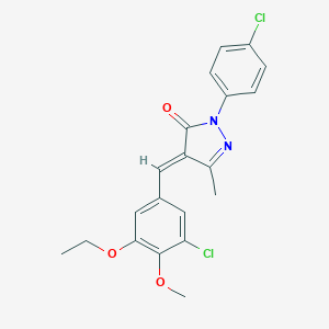 molecular formula C20H18Cl2N2O3 B330406 4-(3-chloro-5-ethoxy-4-methoxybenzylidene)-2-(4-chlorophenyl)-5-methyl-2,4-dihydro-3H-pyrazol-3-one 