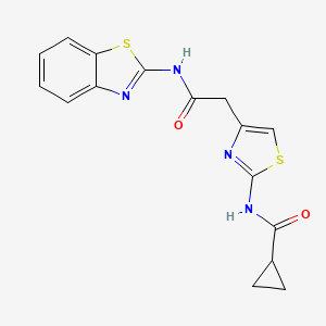 molecular formula C16H14N4O2S2 B3304060 N-(4-{[(1,3-benzothiazol-2-yl)carbamoyl]methyl}-1,3-thiazol-2-yl)cyclopropanecarboxamide CAS No. 921549-48-6