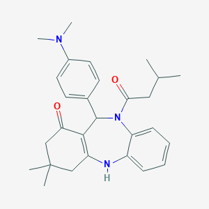 11-[4-(dimethylamino)phenyl]-3,3-dimethyl-10-(3-methylbutanoyl)-2,3,4,5,10,11-hexahydro-1H-dibenzo[b,e][1,4]diazepin-1-one