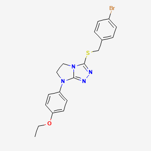 molecular formula C19H19BrN4OS B3304078 3-((4-bromobenzyl)thio)-7-(4-ethoxyphenyl)-6,7-dihydro-5H-imidazo[2,1-c][1,2,4]triazole CAS No. 921557-42-8