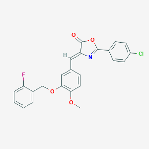 molecular formula C24H17ClFNO4 B330408 (4Z)-2-(4-chlorophenyl)-4-{3-[(2-fluorobenzyl)oxy]-4-methoxybenzylidene}-1,3-oxazol-5(4H)-one 