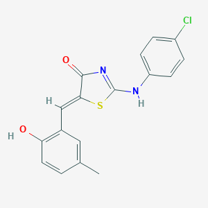 molecular formula C17H13ClN2O2S B330410 (5Z)-2-(4-chloroanilino)-5-[(2-hydroxy-5-methylphenyl)methylidene]-1,3-thiazol-4-one 