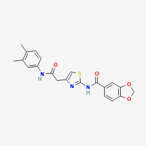 molecular formula C21H19N3O4S B3304104 N-(4-(2-((3,4-dimethylphenyl)amino)-2-oxoethyl)thiazol-2-yl)benzo[d][1,3]dioxole-5-carboxamide CAS No. 921560-71-6