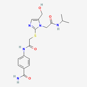 molecular formula C18H23N5O4S B3304136 4-(2-((5-(hydroxymethyl)-1-(2-(isopropylamino)-2-oxoethyl)-1H-imidazol-2-yl)thio)acetamido)benzamide CAS No. 921566-78-1
