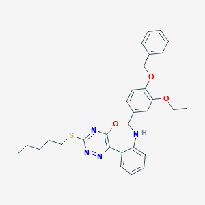 molecular formula C30H32N4O3S B330414 6-[4-(Benzyloxy)-3-ethoxyphenyl]-3-(pentylsulfanyl)-6,7-dihydro[1,2,4]triazino[5,6-d][3,1]benzoxazepine 