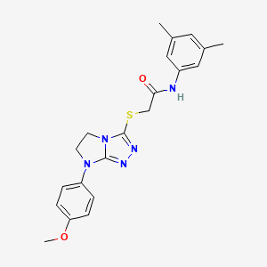 molecular formula C21H23N5O2S B3304170 N-(3,5-dimethylphenyl)-2-((7-(4-methoxyphenyl)-6,7-dihydro-5H-imidazo[2,1-c][1,2,4]triazol-3-yl)thio)acetamide CAS No. 921579-21-7