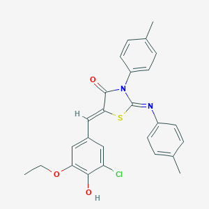 molecular formula C26H23ClN2O3S B330419 5-(3-Chloro-5-ethoxy-4-hydroxybenzylidene)-3-(4-methylphenyl)-2-[(4-methylphenyl)imino]-1,3-thiazolidin-4-one 