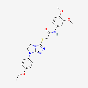 N-(3,4-dimethoxyphenyl)-2-((7-(4-ethoxyphenyl)-6,7-dihydro-5H-imidazo[2,1-c][1,2,4]triazol-3-yl)thio)acetamide