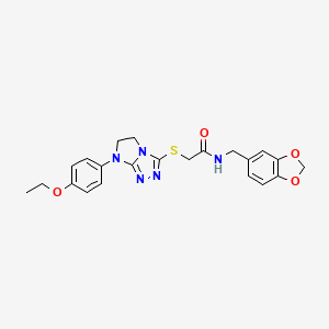 molecular formula C22H23N5O4S B3304202 N-(1,3-benzodioxol-5-ylmethyl)-2-{[7-(4-ethoxyphenyl)-6,7-dihydro-5H-imidazo[2,1-c][1,2,4]triazol-3-yl]thio}acetamide CAS No. 921581-61-5
