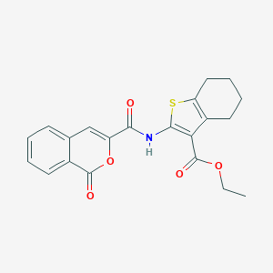 molecular formula C21H19NO5S B330421 ethyl 2-{[(1-oxo-1H-isochromen-3-yl)carbonyl]amino}-4,5,6,7-tetrahydro-1-benzothiophene-3-carboxylate 