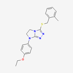molecular formula C20H22N4OS B3304219 7-(4-ethoxyphenyl)-3-((2-methylbenzyl)thio)-6,7-dihydro-5H-imidazo[2,1-c][1,2,4]triazole CAS No. 921585-46-8