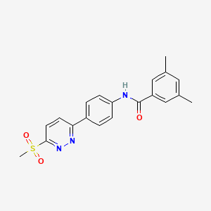 molecular formula C20H19N3O3S B3304248 3,5-dimethyl-N-(4-(6-(methylsulfonyl)pyridazin-3-yl)phenyl)benzamide CAS No. 921586-16-5
