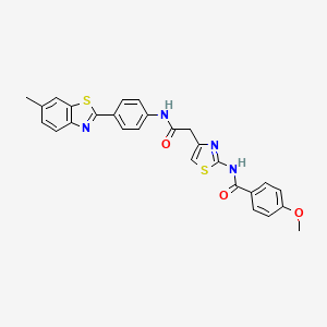 molecular formula C27H22N4O3S2 B3304254 4-methoxy-N-(4-(2-((4-(6-methylbenzo[d]thiazol-2-yl)phenyl)amino)-2-oxoethyl)thiazol-2-yl)benzamide CAS No. 921586-29-0