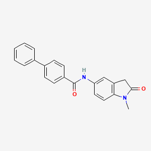 molecular formula C22H18N2O2 B3304303 N-(1-methyl-2-oxoindolin-5-yl)-[1,1'-biphenyl]-4-carboxamide CAS No. 921774-29-0