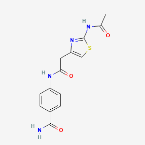 molecular formula C14H14N4O3S B3304309 4-(2-(2-Acetamidothiazol-4-yl)acetamido)benzamide CAS No. 921775-56-6